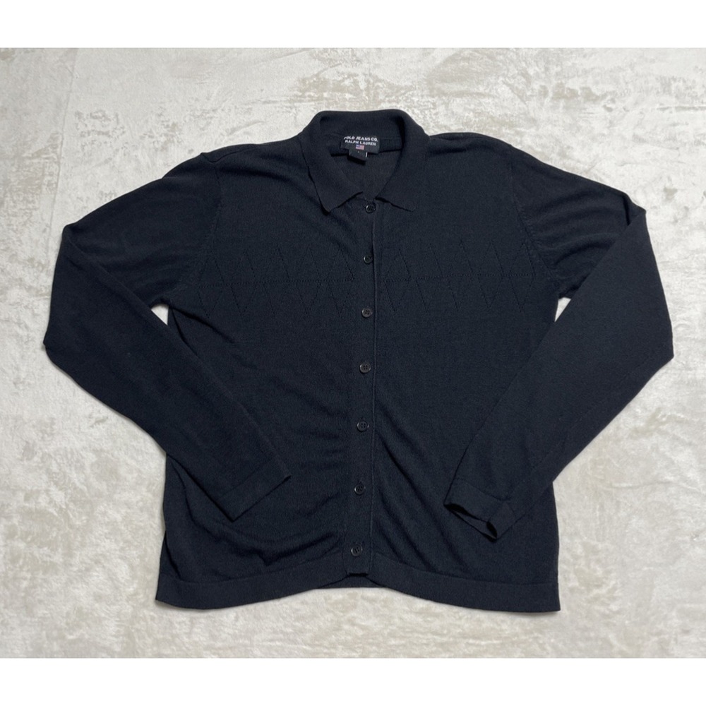 Polo Jeans Company Sweater Women's Medium Black Button Up Vintage Cardigan
